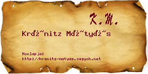 Kránitz Mátyás névjegykártya