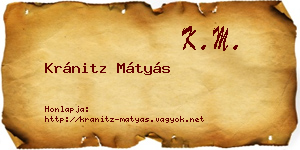 Kránitz Mátyás névjegykártya